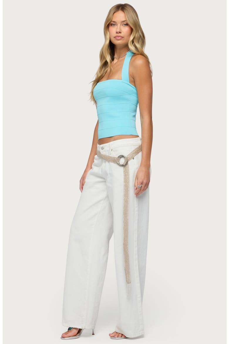 Esmerela Bandage Crop Halter Top, Alternate, color, TURQUOISE
