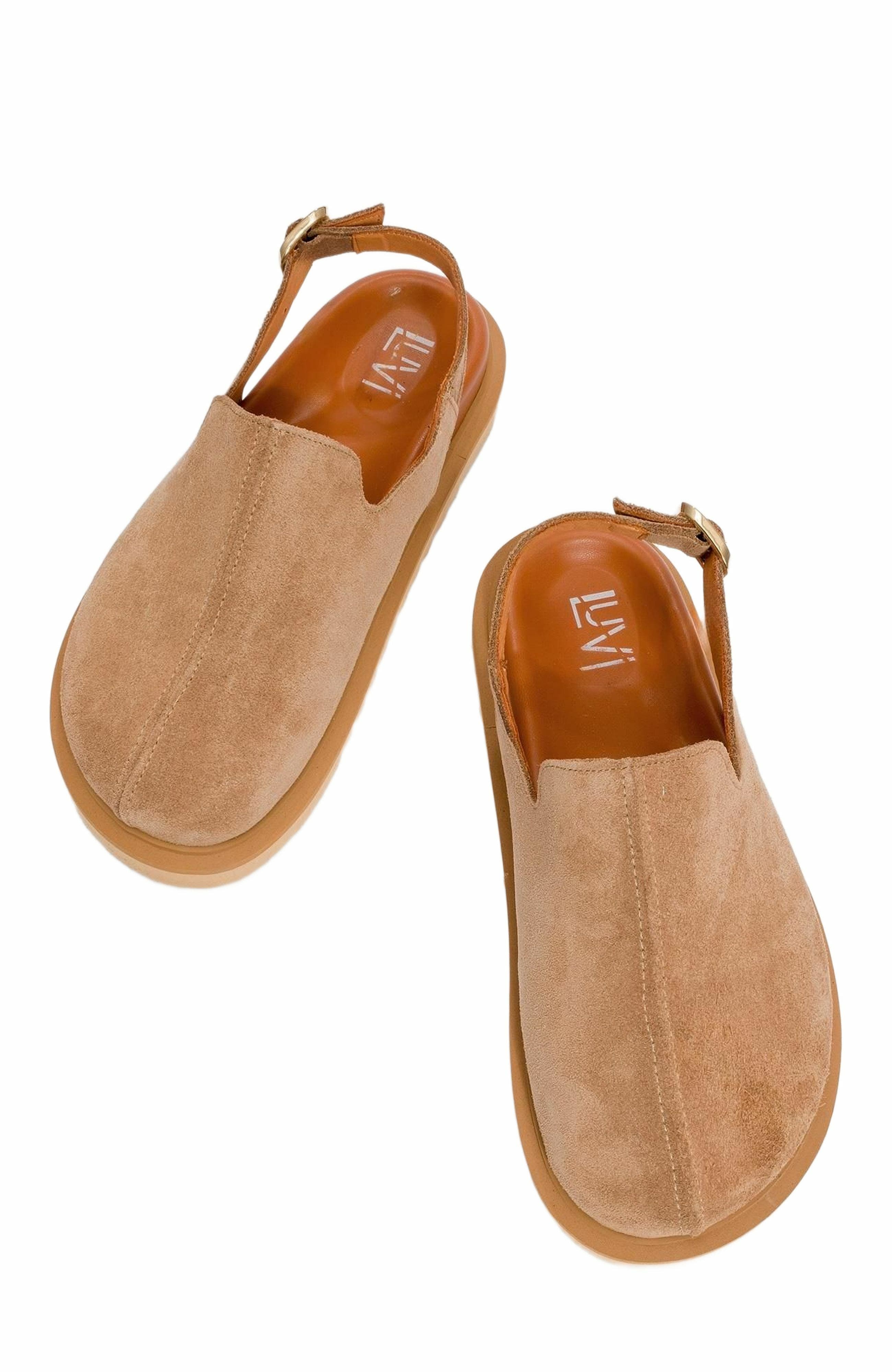Laby Leather Clogs, Alternate, color, Cognac Suede Leather