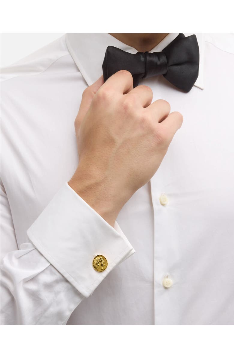 Jan Leslie Coin 18K Gold Plated Sterling Silver Vermeil Cufflinks, Alternate, color, Gold