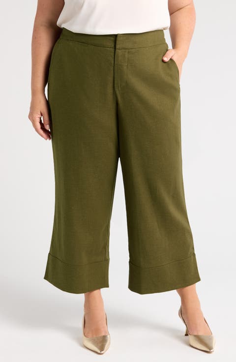 Courtyard Linen Blend Capri Pants (Plus)