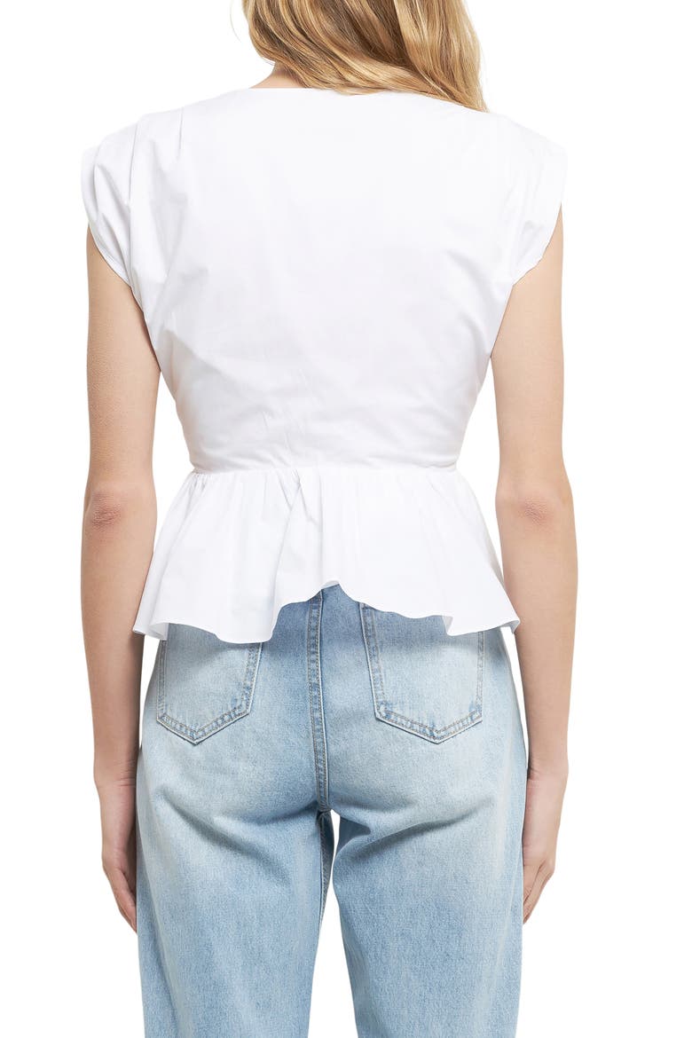 Double Bow Tie Peplum Top, Alternate, color, WHITE