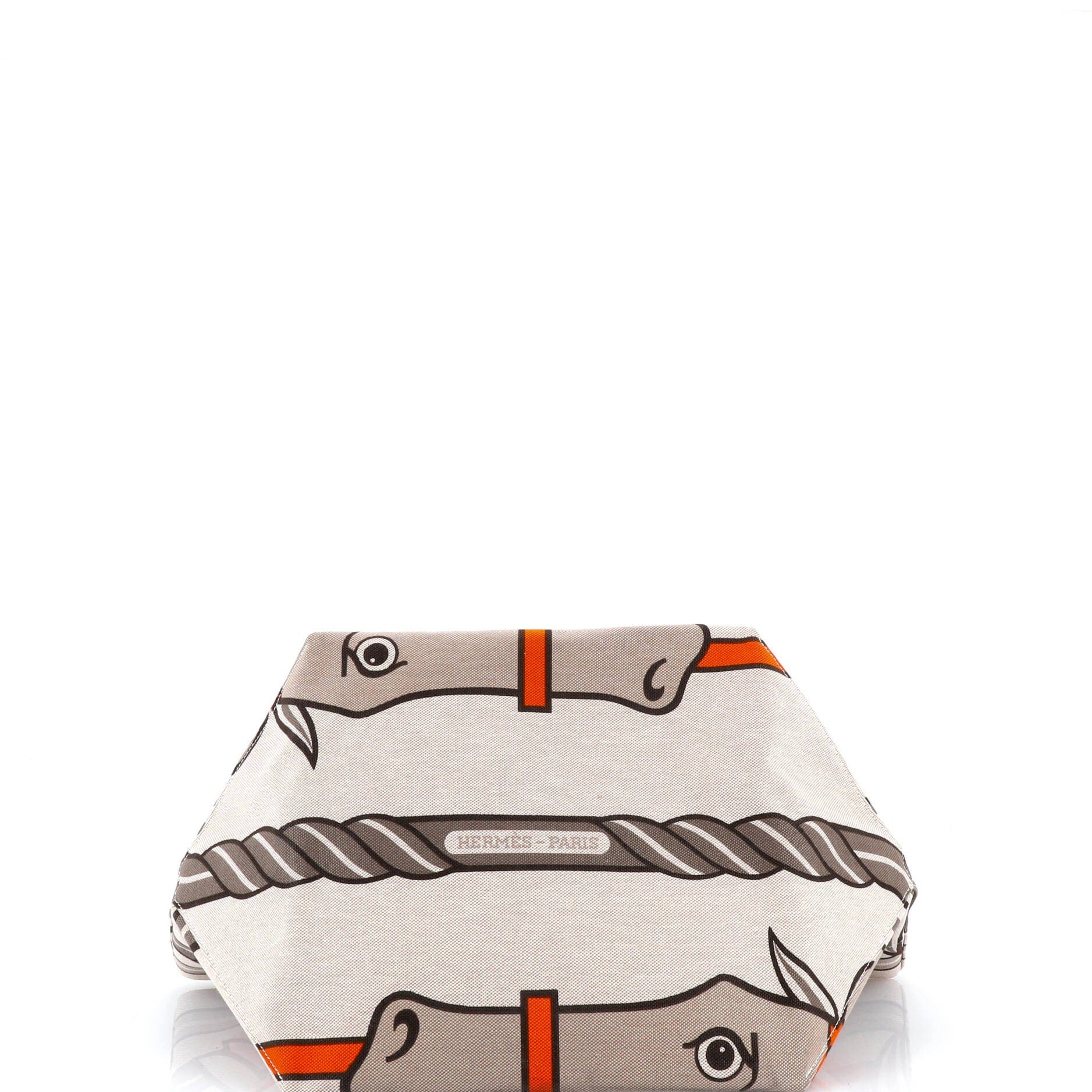 Pre-Owned Hermes Sac Steeple Tote Printed Toile with Wood, Alternate, color, 