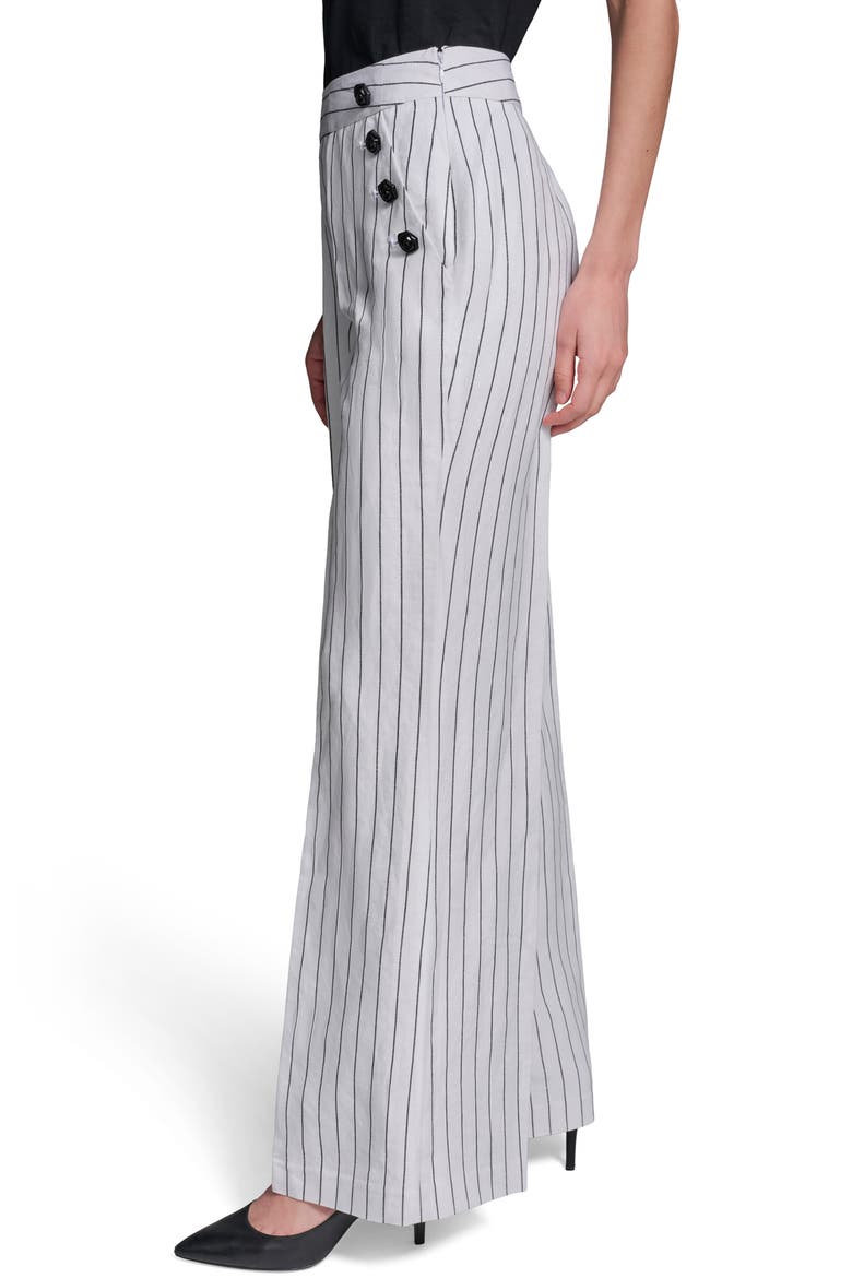 Stripe Linen Blend Sailor Pants, Alternate, color, SOFT WHITE/ BLACK