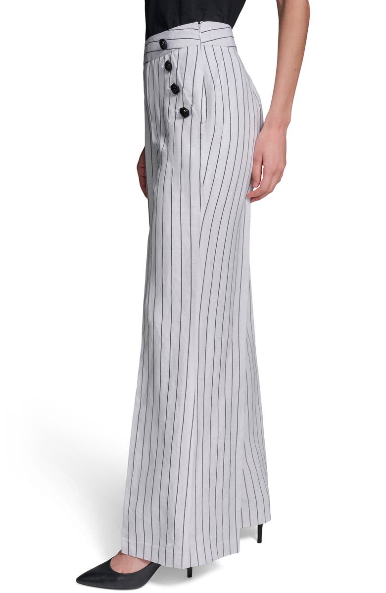 KARL LAGERFELD PARIS Stripe Linen Blend Sailor Pants, Alternate, color, 