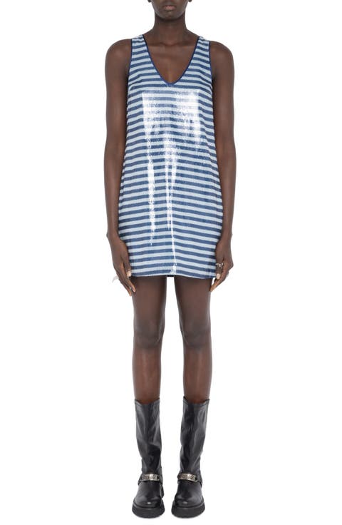 Rasha Sequin Stripe Sleeveless Dress