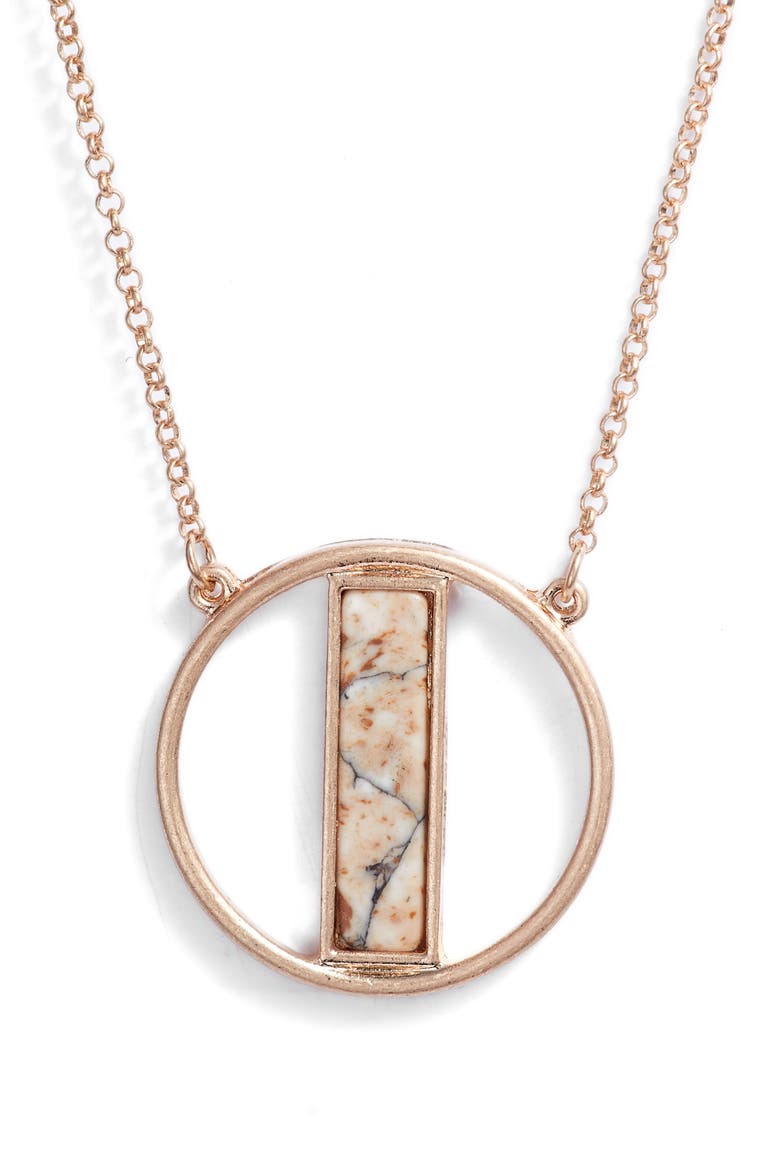 Stone Pendant Necklace, Main, color, BROWN