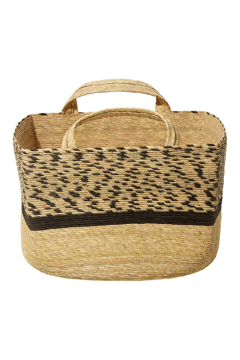 x Makaua Revistero Pinto Woven Basket, Main, color, BLACK / NATURAL