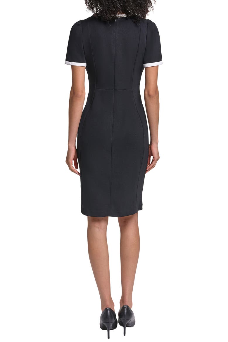 Scuba Sheath Dress, Alternate, color, BLACK/ SOFT WHITE