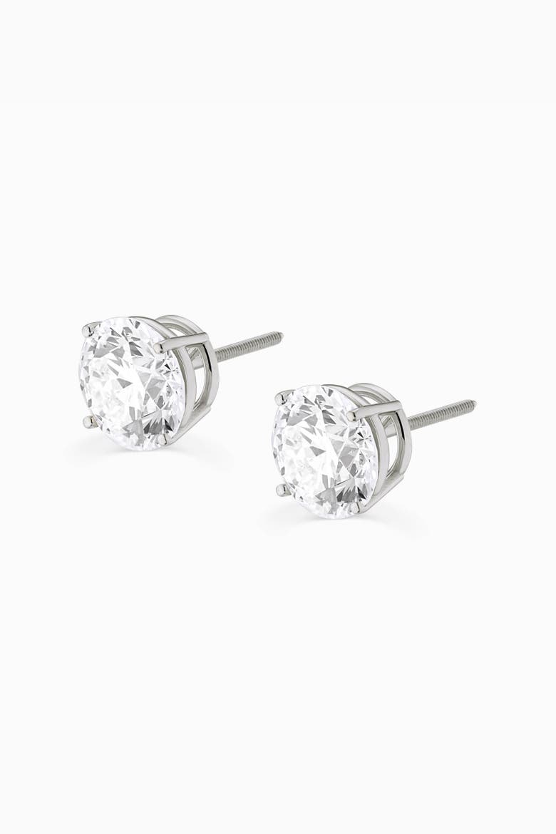 14K Solid Gold Luminous 4 Carat Lab Diamond Large Studs, Alternate, color, White Gold, Lab Diamonds
