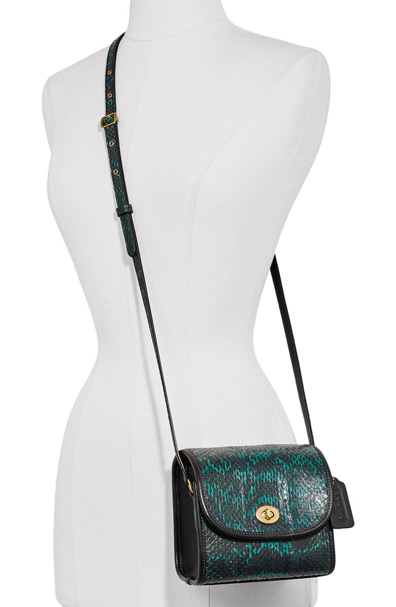 COACH Originals Genuine Snakeskin & Leather Turnlock Lunchbox Pouch, Alternate, color,