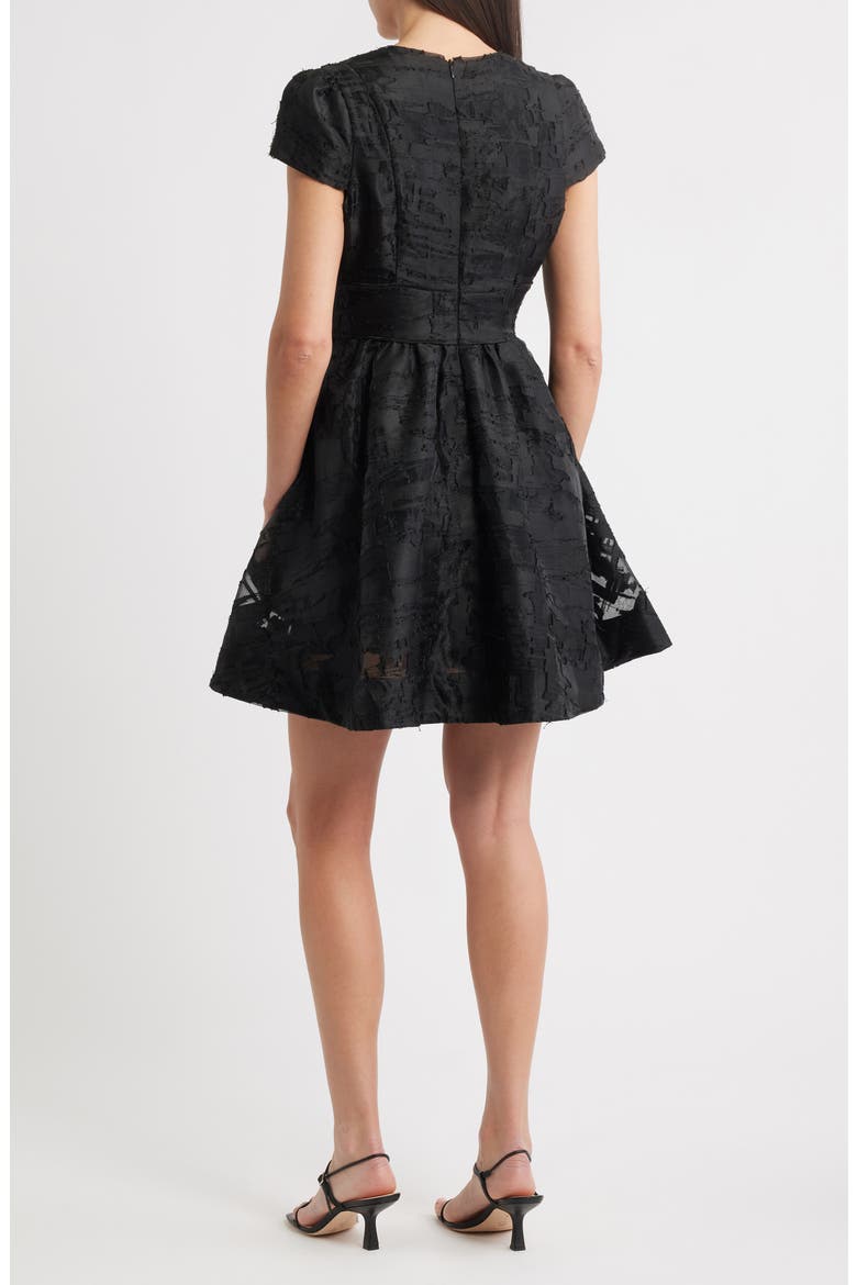 Kiara Burnout Satin Fit & Flare Cocktail Dress, Alternate, color, BLACK