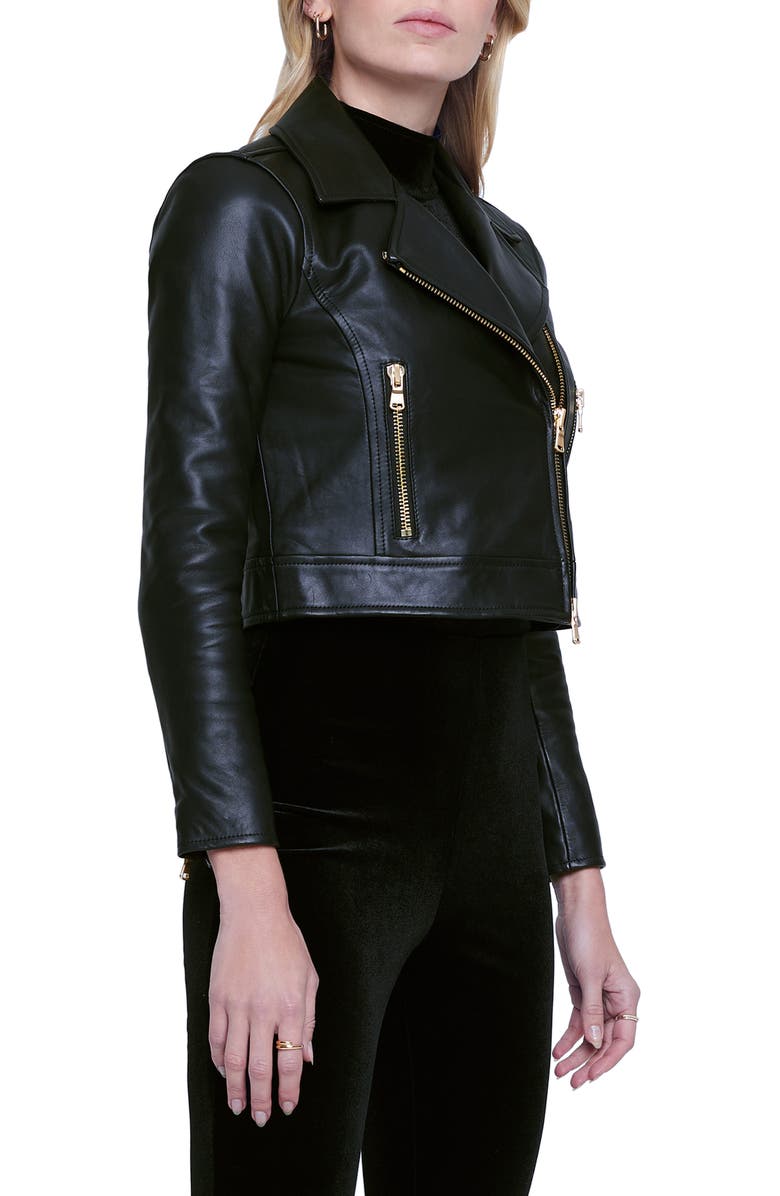 L'AGENCE Onna Crop Leather Jacket, Alternate, color,