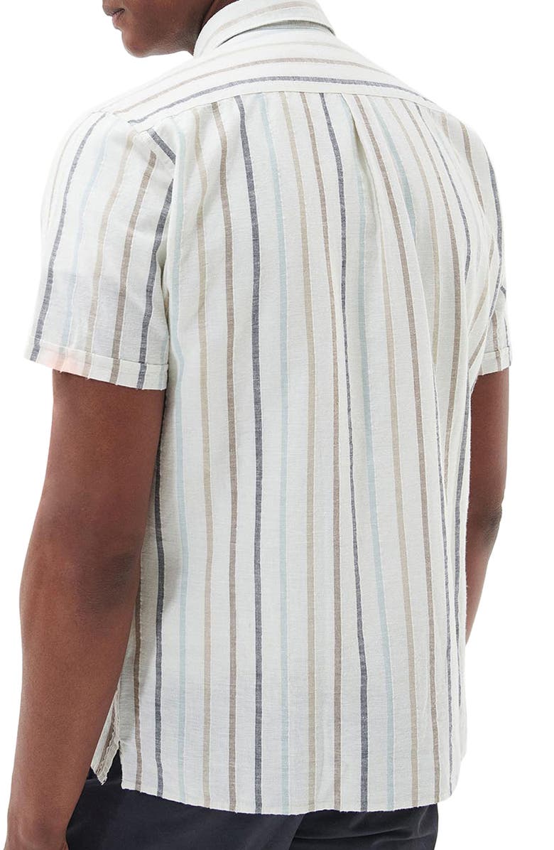 Barbour Roker Stripe Short Sleeve Cotton & Linen Button-Up Shirt, Alternate, color, 