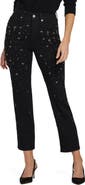 NYDJ Marilyn Rhinestone High Waist Straight Leg Jeans