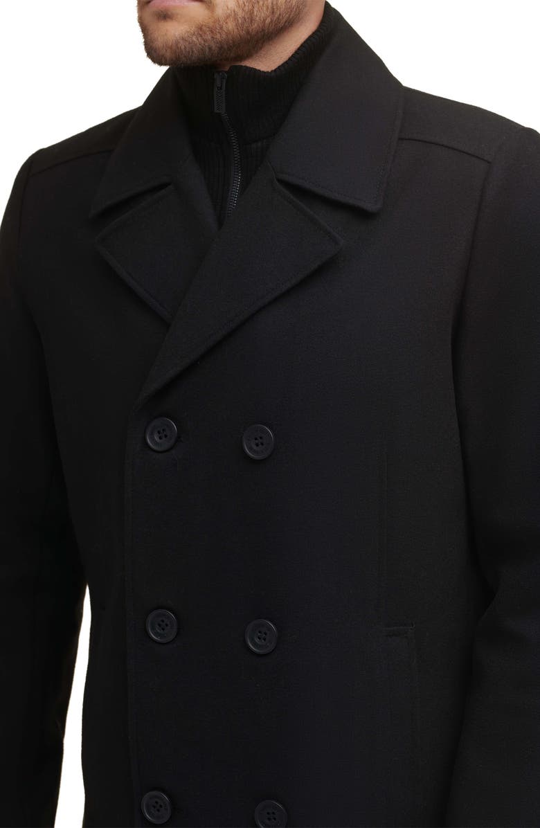 Kenneth Cole New York Classic Wool Peacoat, Alternate, color, Black