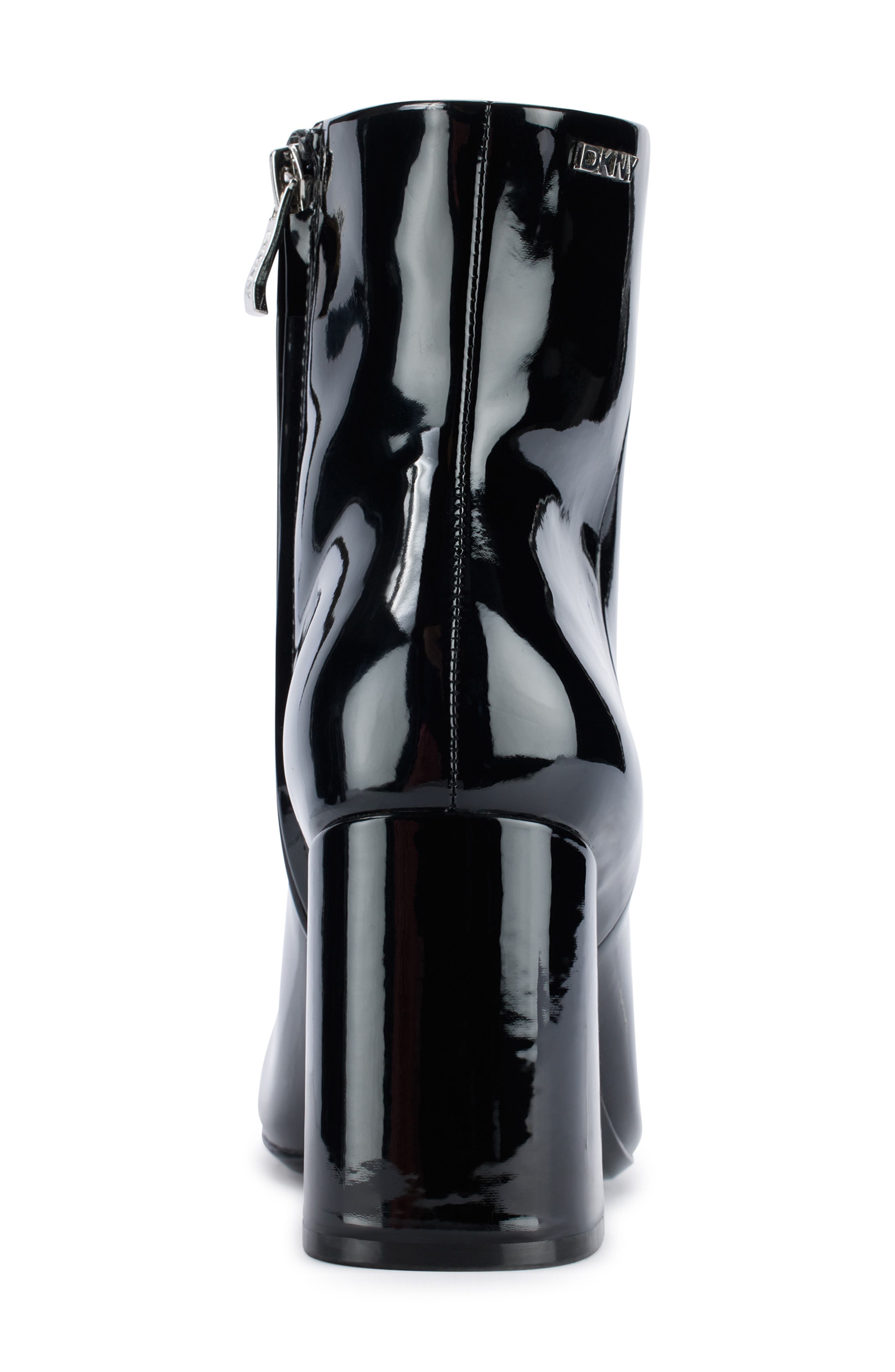 DKNY Cavale Patent Finish Block Heel Boot, Alternate, color, Black