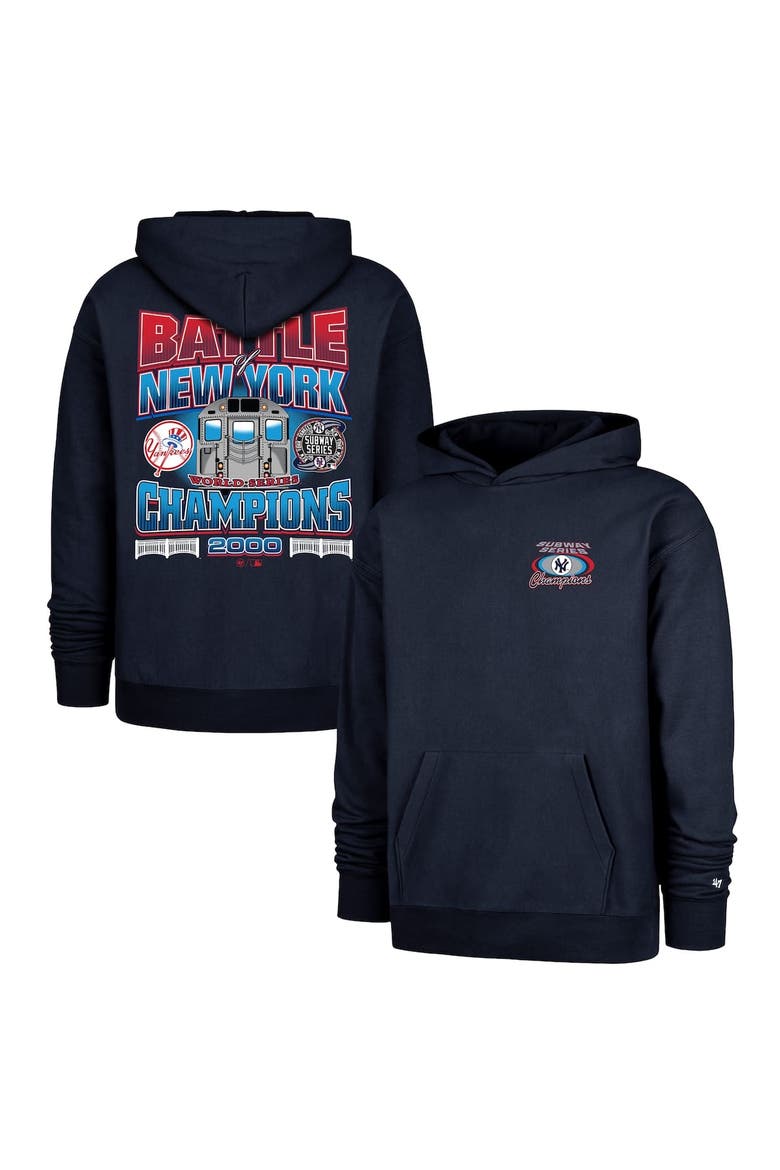 Men's '47 Navy New York Yankees 2000 World Series Champions Showcase Backer Pullover Hoodie, Alternate, color, Navy