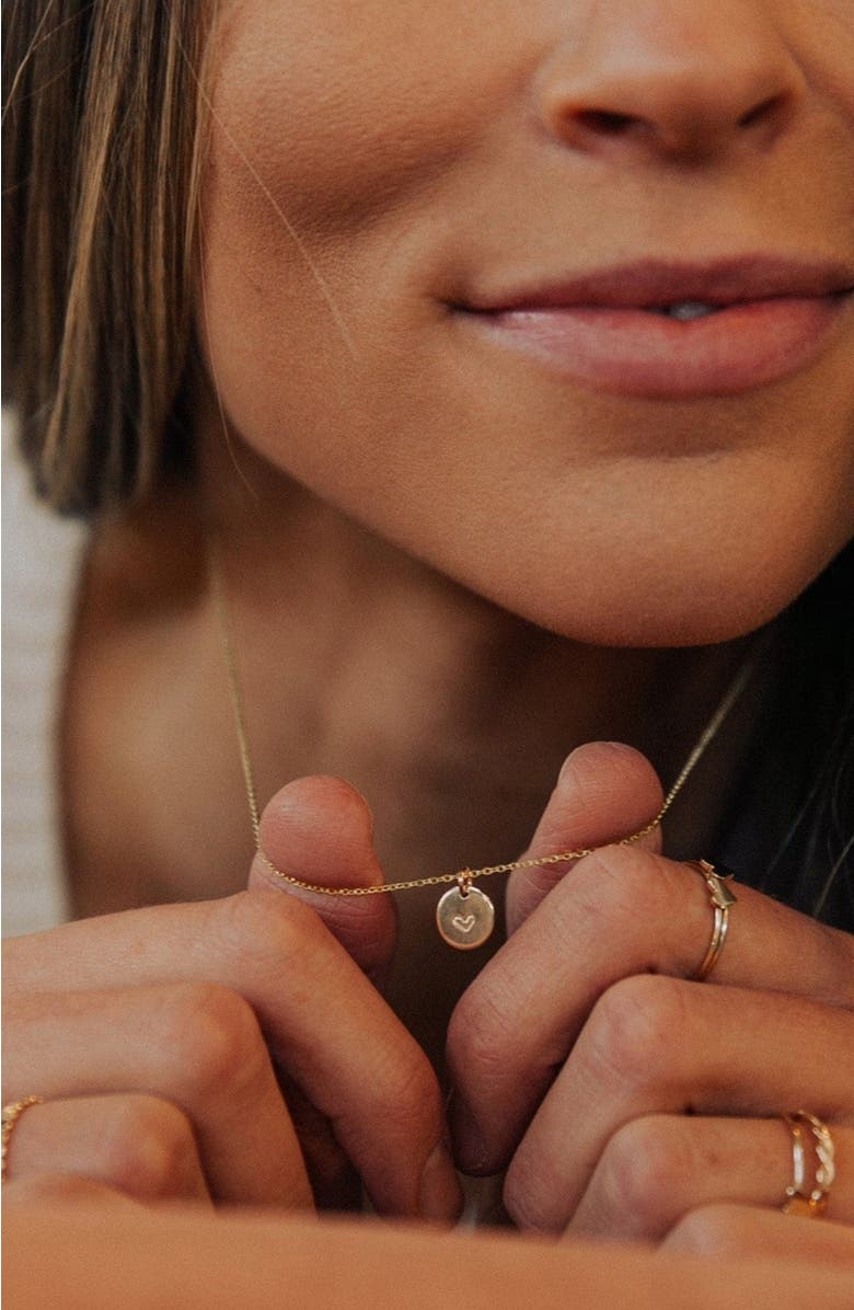 MADE BY MARY Heart Disc Necklace, Alternate, color, Silver