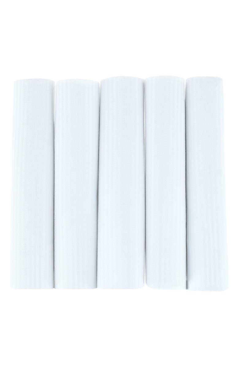 Trafalgar 5-Pack Premium Cotton Handkerchiefs Gift Box, Alternate, color, White