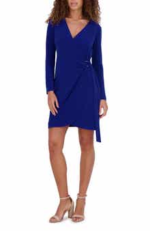 Kensie Long Sleeve Jersey Wrap Dress