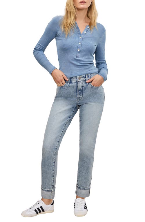 Shop Good American Cuffed High Waist Straight Leg Jeans