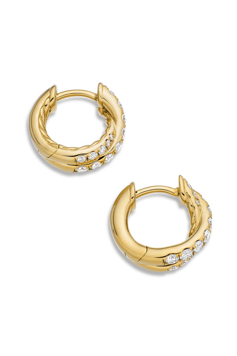 Pavé Crossover Hoop Earrings in 18K Gold with Diamonds, 12mm, Alternate, color, 18K YELLOW GOLD