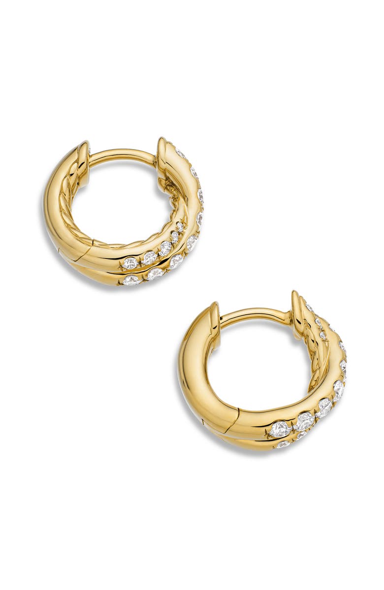 David Yurman Pavé Crossover Hoop Earrings in 18K Gold with Diamonds, 12mm, Alternate, color, 18K Yellow Gold