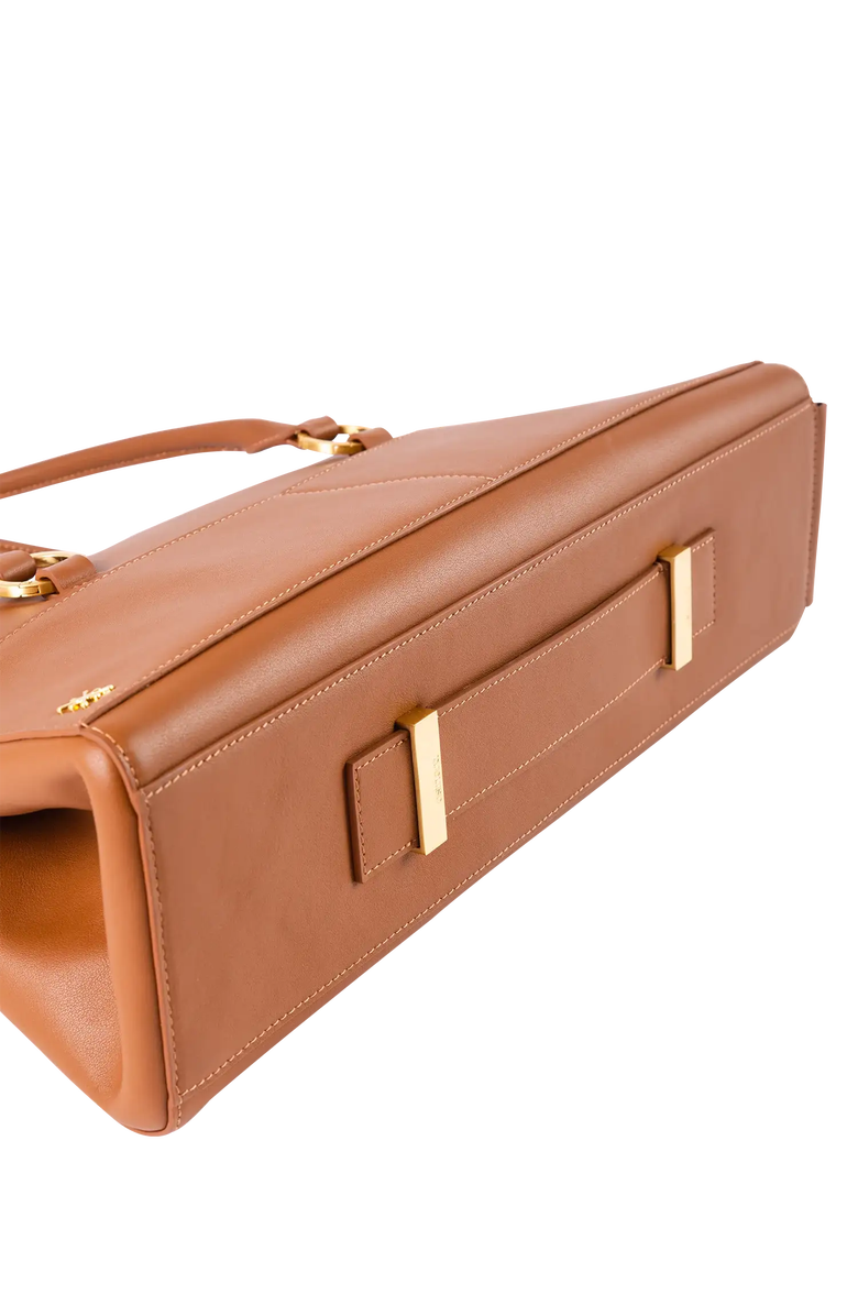 Esthera 5PM Leather Shoulder Bag, Alternate, color, Caramel