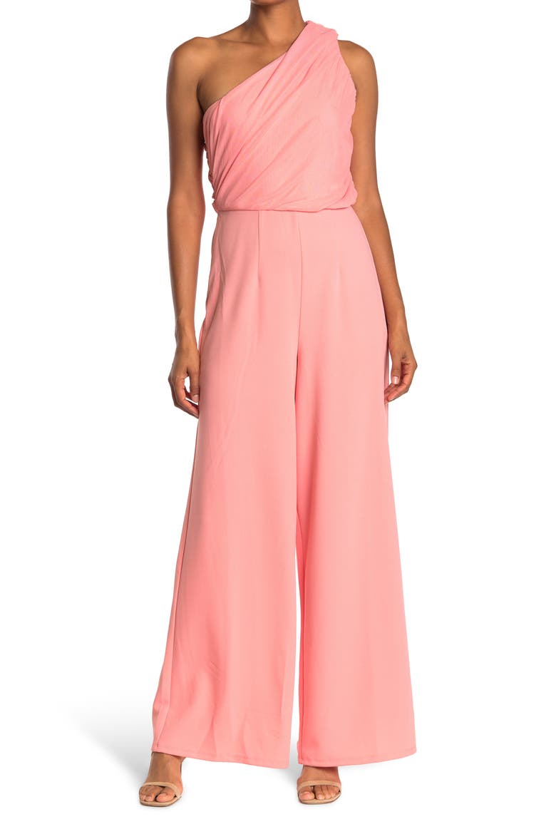 Ava One-Shoulder Wide Leg Jumpsuit, Main, color, ROSE PETAL