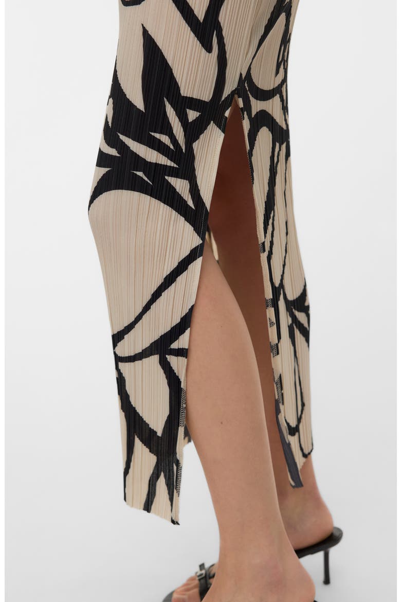Malene Pleated Maxi Skirt, Alternate, color, PUMICE STONE/ BLACK
