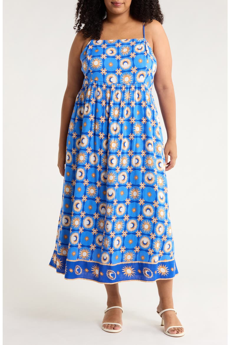 Moonshine Senia Midi Sundress, Main, color, YELLOW-BLUE-MULTI
