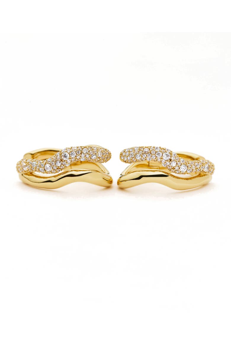 Missoma Molten Snow Cubic Zirconia Double Hoop Earrings, Alternate, color, Gold