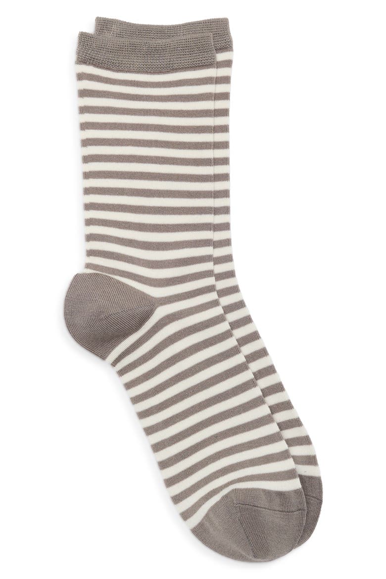 Solid Flat Knit Dress Socks, Alternate, color, TAN DRIFTWOOD STRIPE