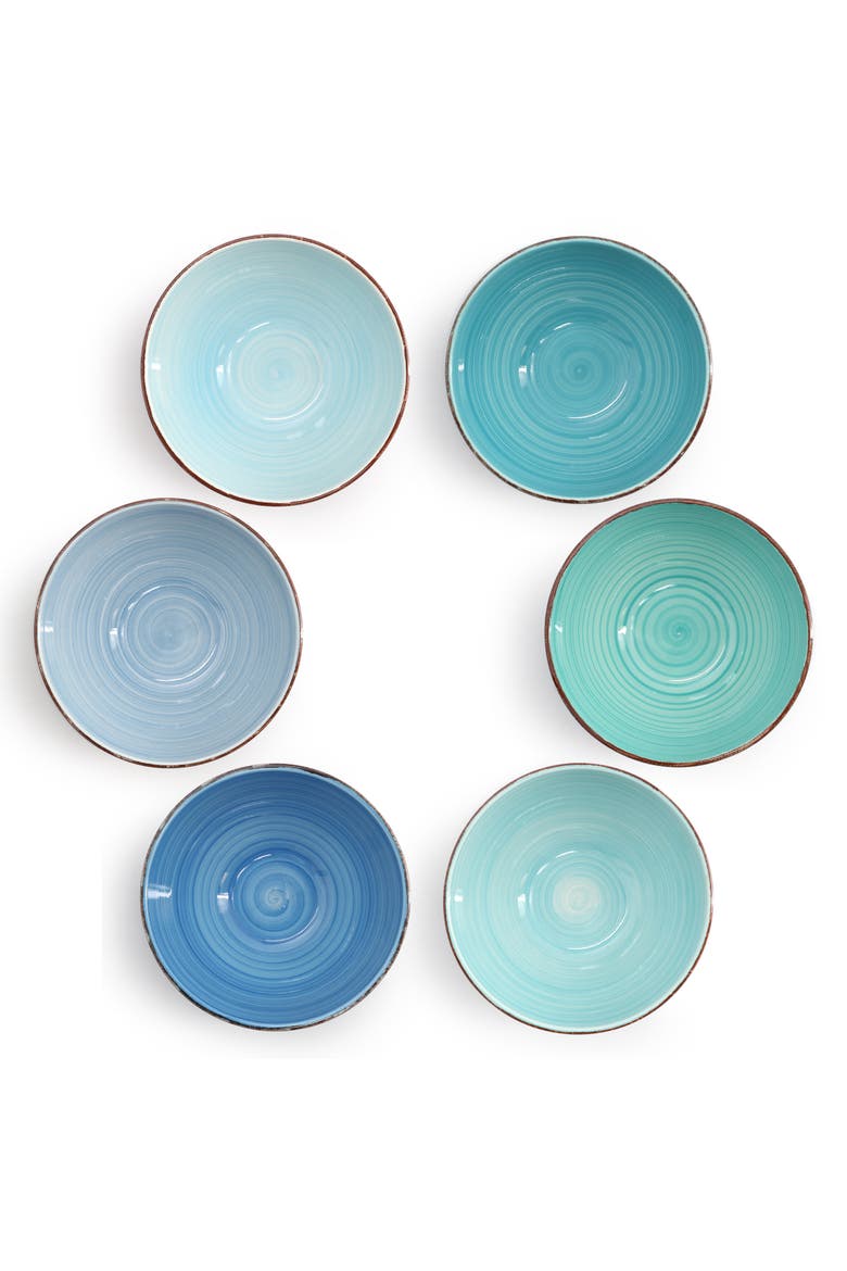 Blue Ridge 6.25 Inch 6 Piece Round Stoneware Assorted Bowl Set, Alternate, color, Assorted