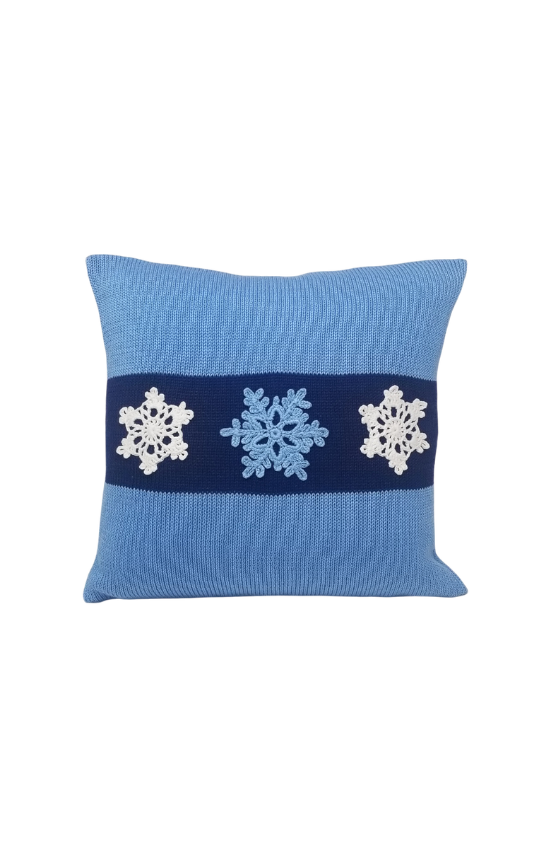 Melange Collection 12" Blue Snowflake Pillow, Main, color, Blue