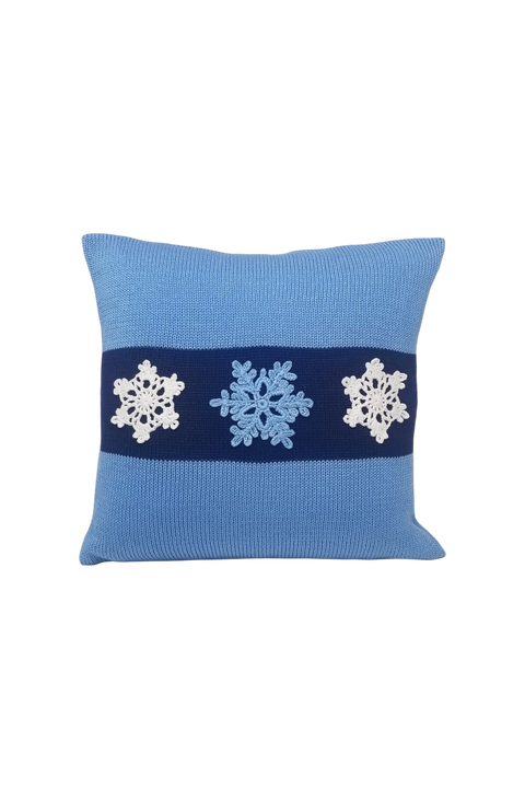 12" Blue Snowflake Pillow