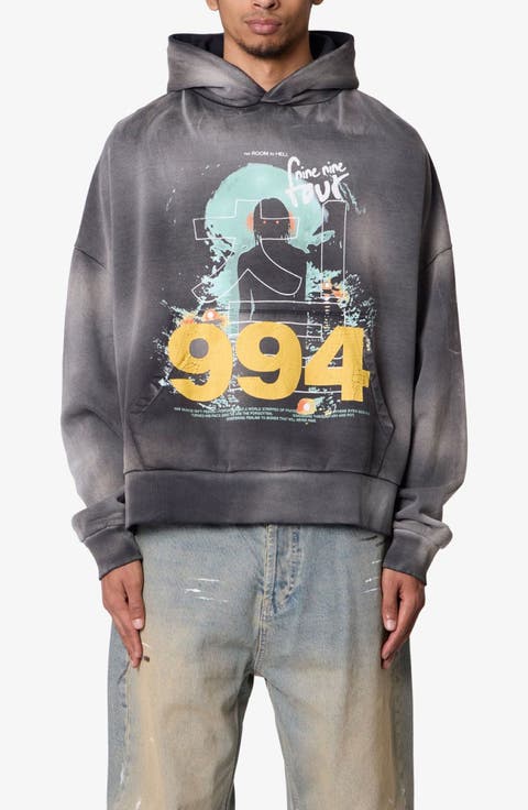 994 No Room Tie Dye Cotton Graphic Hoodie