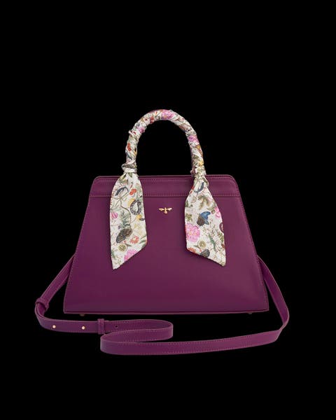 Floral Engravings Large Plum Tote