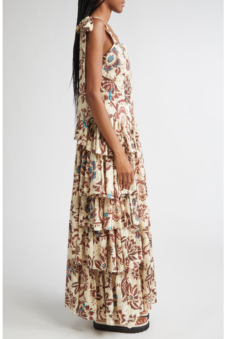 Mindy Floral Tiered Ruffle Maxi Dress, Alternate, color, RED MULTI