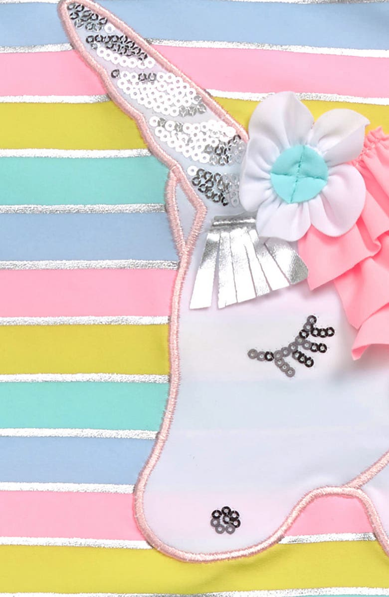 Flapdoodles Unicorn Stripe Two-Piece Swimsuit, Alternate, color, 
