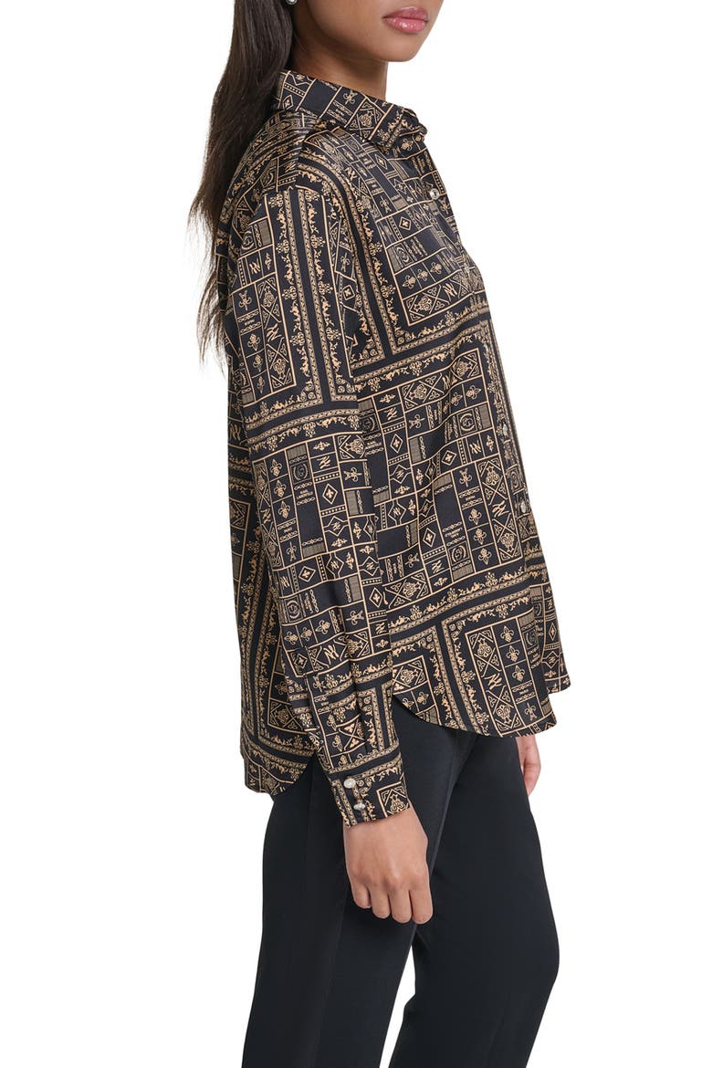 Oversized Woven Top, Alternate, color, BLACK/ GOLD