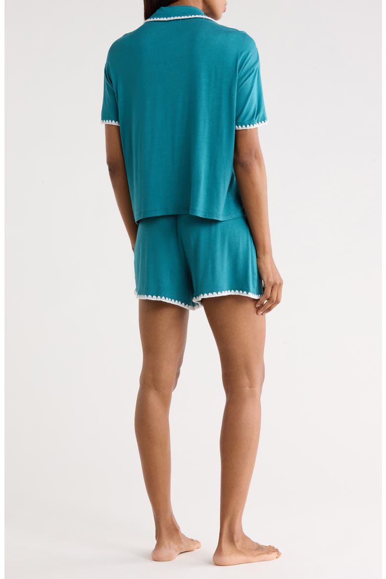 Whipstitched Short Sleeve Top & Shorts Pajamas, Alternate, color, TEAL