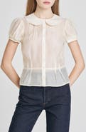 WAYF Kit Puff Sleeve Semisheer Peplum Top