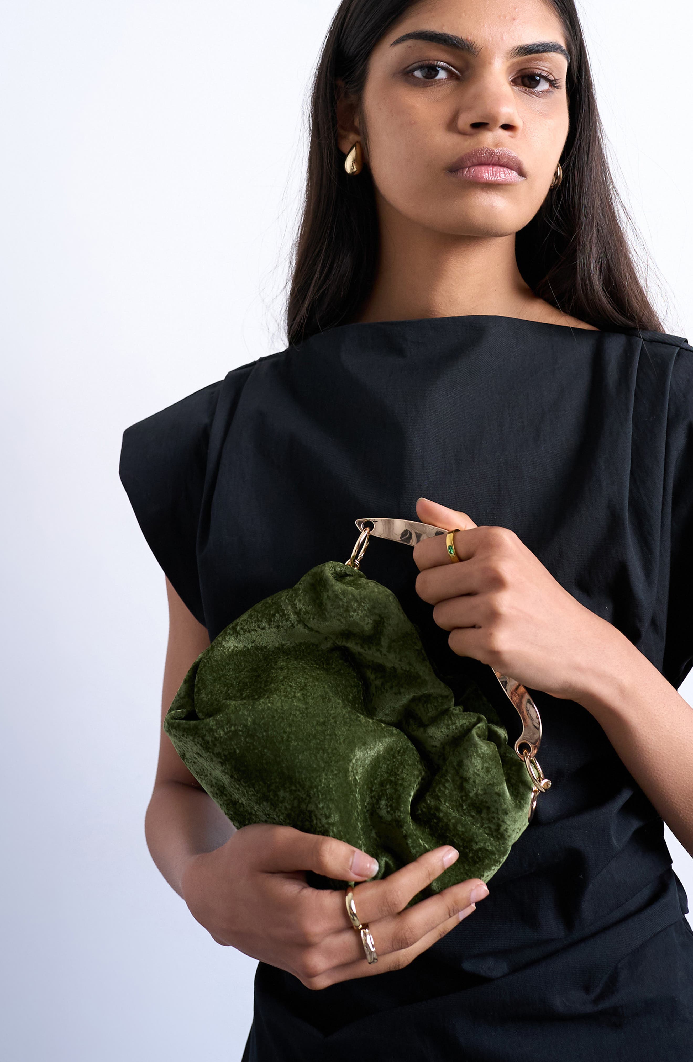 Topshop Velvet Top Handle Bag, Alternate, color, 