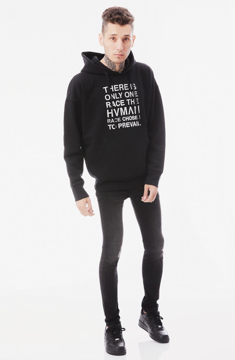 HVMAN Graphic Pullover Hoodie, Alternate, color, Black