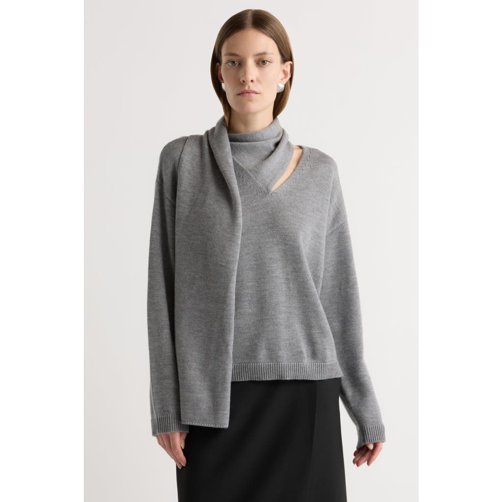 Modern Citizen Amanda Scarf-neck Wool Sweater In Gray