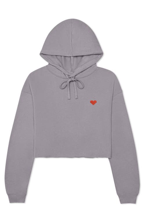 Dalix Pixel Heart Cropped Hoodie In Storm Gray