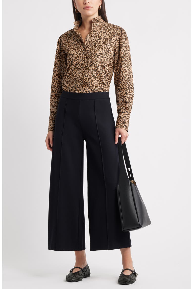 Wide Leg Crop Ponte Pants, Alternate, color, BLACK