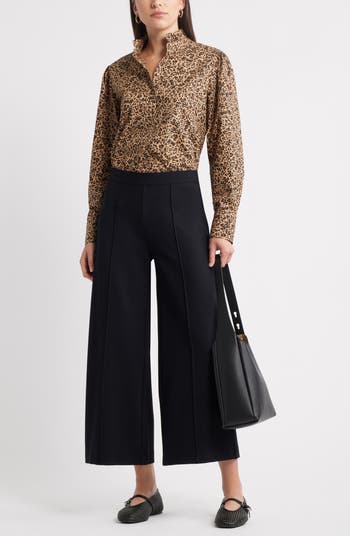 Wide Leg Crop Ponte Pants