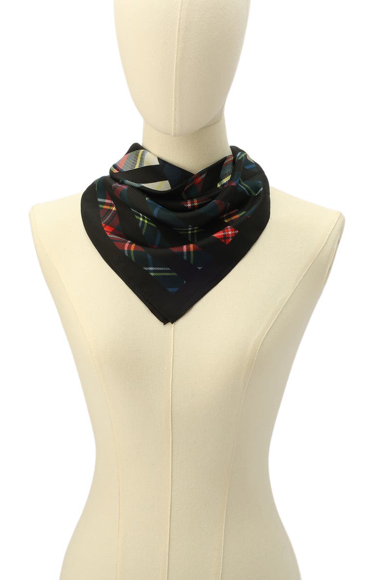 Kurt Geiger London Mixed Plaid Square Silk Scarf, Alternate, color, 